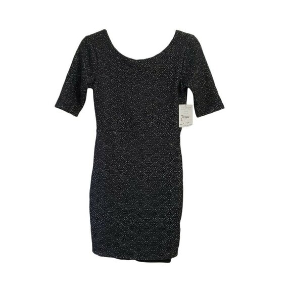 Free People Dress Womens Small Black Lady Pucker Bodycon Mini Scoop Back NWT - Picture 2 of 13